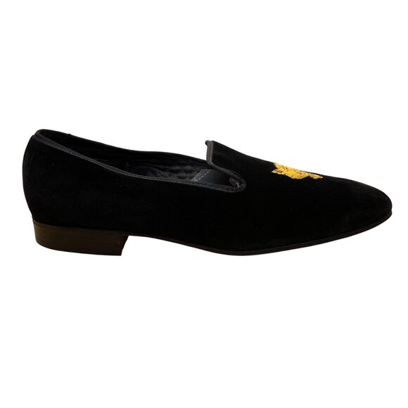 Peal & Co x Brooks Brothers Men’s Black Velvet Embroidered Gold Fox Loafers Sz 9 main image 7